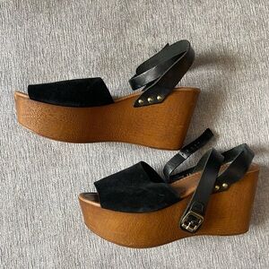 Black Wedge Sandals